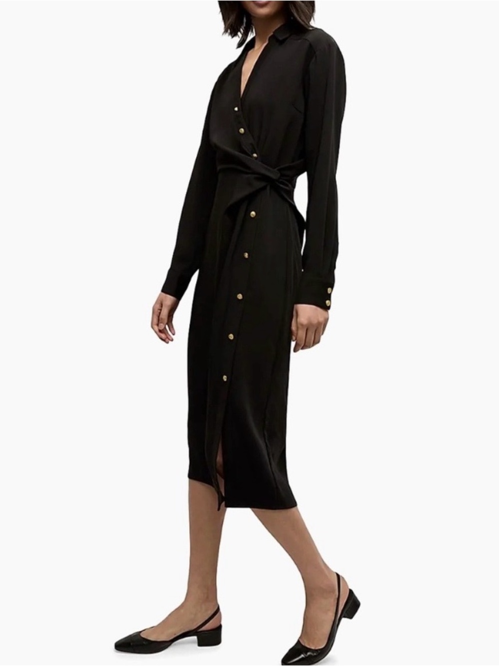 Veronica Beard Wright Black Button-Front Tie-Waist Shirt Dress size 12
